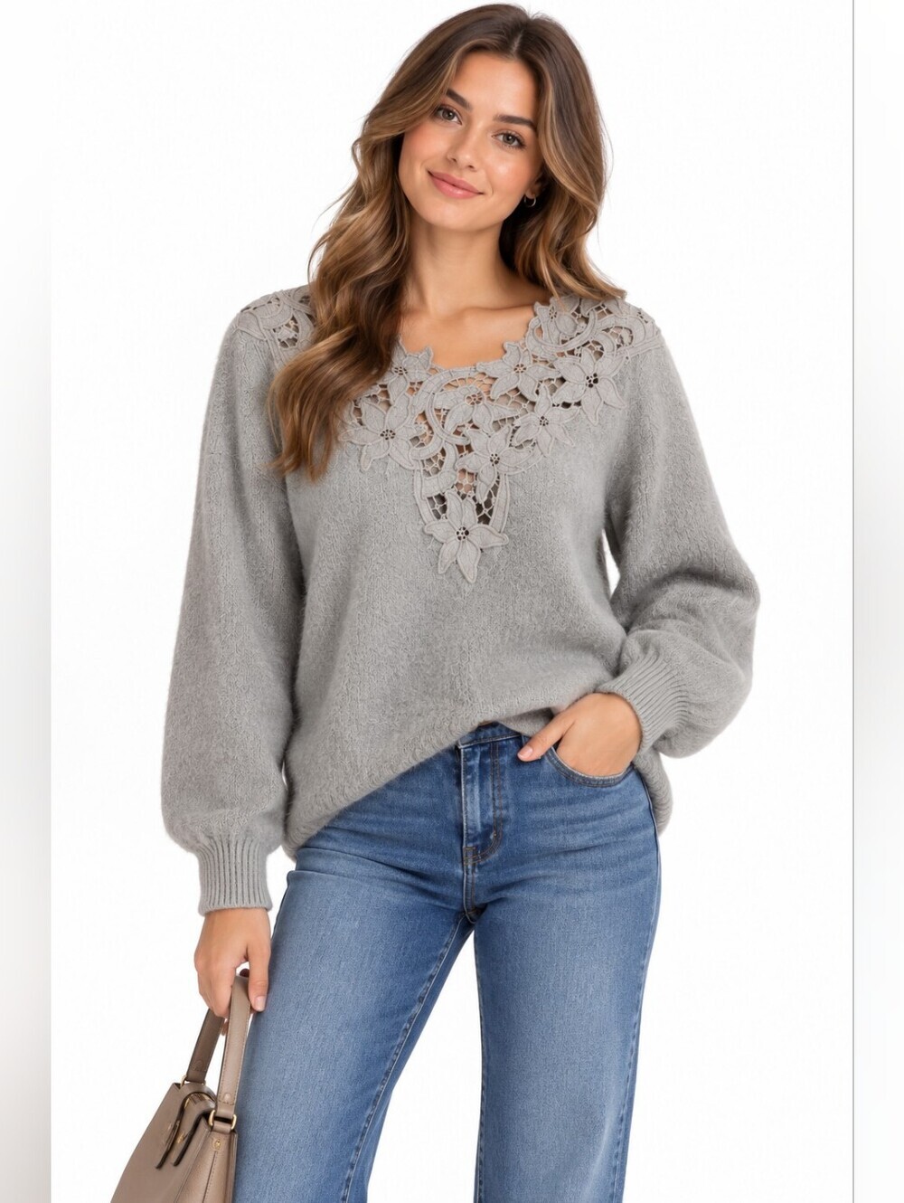 Women's En Crème Gray Sweater Size S/M